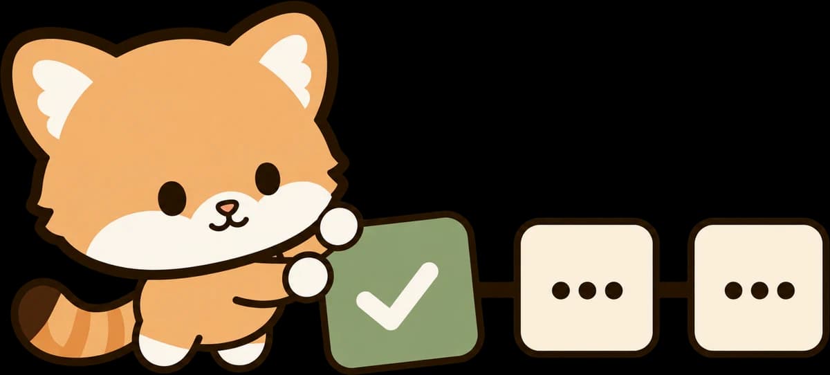 A chibi sand cat nudges a loose automation block back into its pipeline.